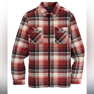 Burton 80G thermolite Insulated Red and Black Plaid Shirt Jacket